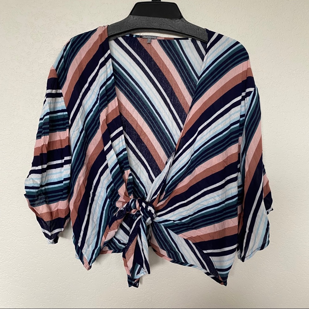 Striped tie up shirt
